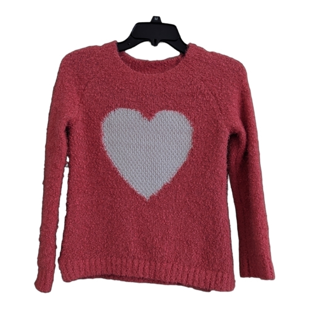 ASPEN Kids Fuzzy Heart sweater Medium (10-12) Luxury